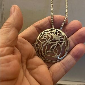 Kenneth Cole Silver Floral Pendant Necklace